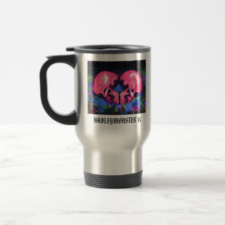 PINK HEART SKULLS TRAVEL MUG