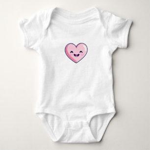 pink heart Smiling Baby Bodysuit