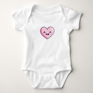 pink heart Smiling Baby Bodysuit