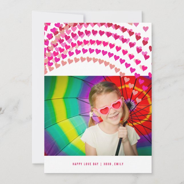 Pink Heart Sprinkles Valentine's Day Photo Card (Front)