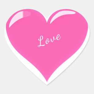 Pink Heart Sticker with Text Love - Customisable