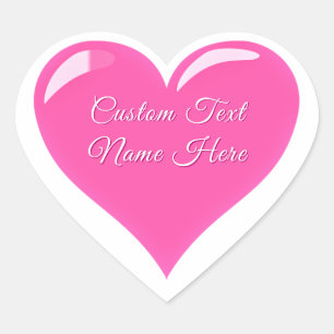 Pink Heart Stickers Personalized Text Love Gifts