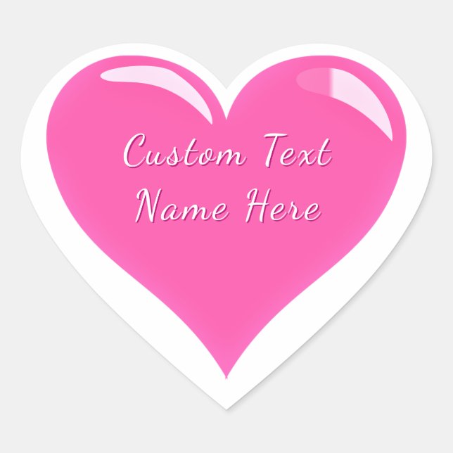 Pink Heart Stickers Romantic Gift Personalize Text (Front)