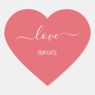 Pink heart stickers with love for Valentine’s Day