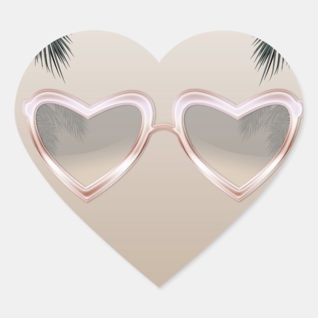 Pink Heart Sunglasses Chic Sweet 16 Pool Party Heart Sticker (Front)