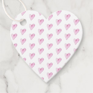 Pink Heart Sweet Love Watercolor Art  Favour Tags