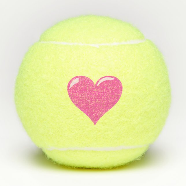 Pink Heart Tennis Balls Love Gift (Front)