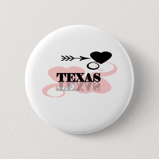 Pink Heart Texas 6 Cm Round Badge (Front)