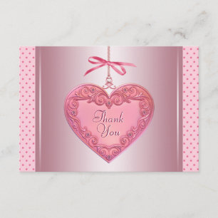Pink Heart Thank You Cards