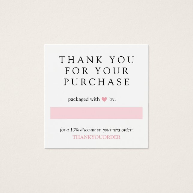 Pink Heart Thank You For Order (Front)