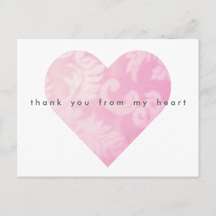 Pink Heart Thank You Postcard Customisable