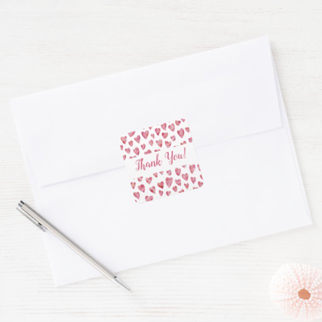 Pink Heart Thank You Sticker (Envelope)
