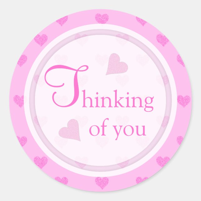 Pink Heart: Thinking Of You Stickers (Front)