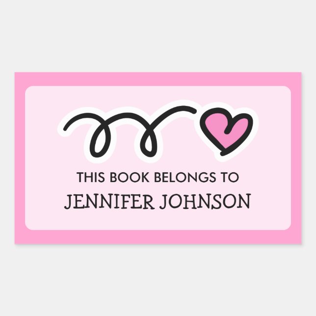 Pink heart This book belongs to sticker label (Front)