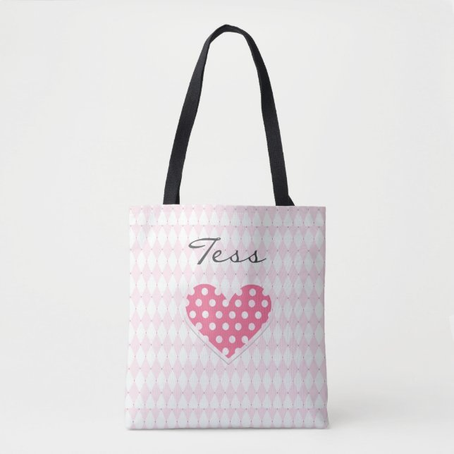 Pink Heart Tote Bag (Front)