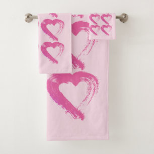 Pink Heart Towel Set