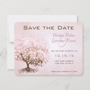 Pink Heart Tree Wedding Save the Date