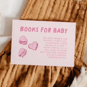 Pink Heart Valentine Baby Shower Book Request Enclosure Card