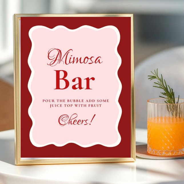 Pink Heart Valentine Bachelorette Mimosa Bar  Sign (Creator Uploaded)