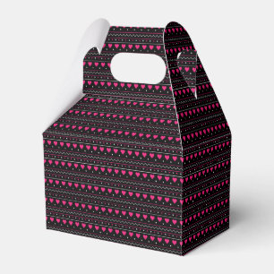 Pink heart valentine love pattern black background favour box