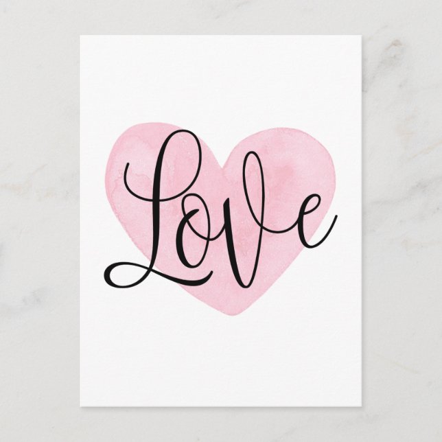 Pink heart. Valentines day. Love. Modern blush Holiday Postcard (Front)