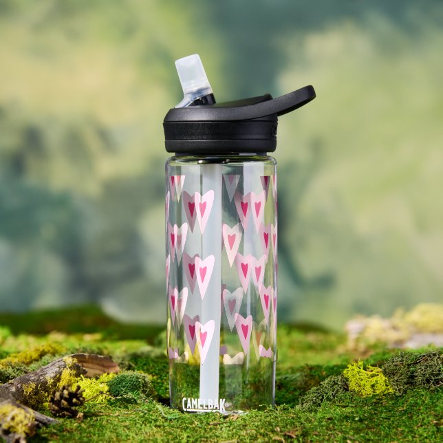 Pink Heart Valentines Water Bottle (Outdoor (Rotated))