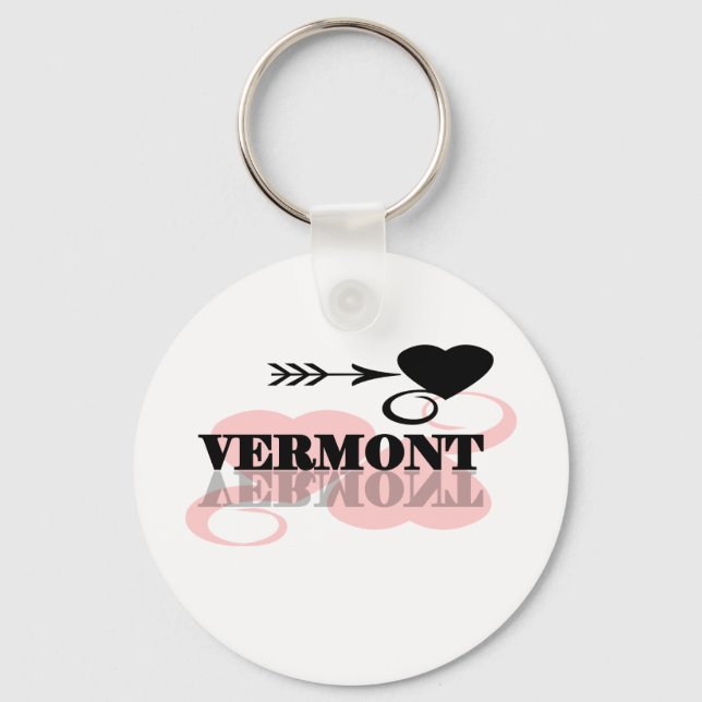 Pink Heart Vermont Key Ring (Front)