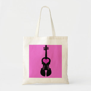 Pink Heart Violin Tote Bag