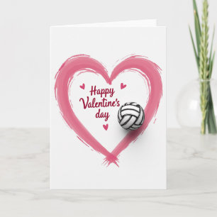 Pink Heart Volleyball Love Card