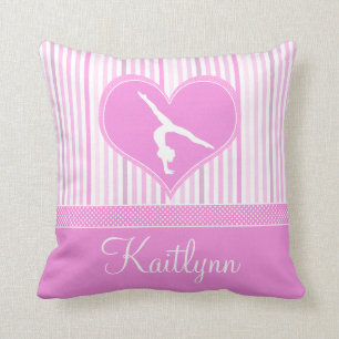 Pink Heart w/ White Stripes and Polka-Dots Gymnast Cushion