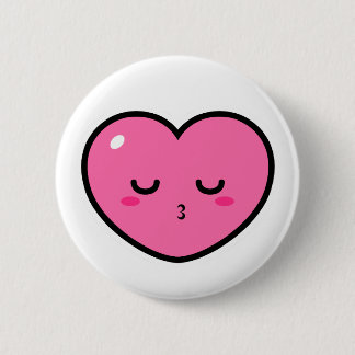 Pink Heart Waiting For a Kiss 6 Cm Round Badge