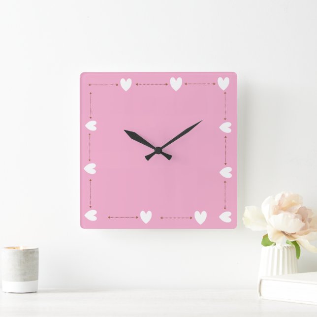 Pink Heart Wall Clock – Cute Minimal Home Decor (Home)