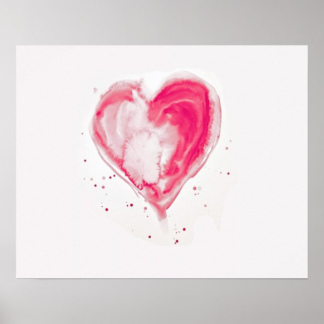 Pink Heart Watercolor Poster (Front)