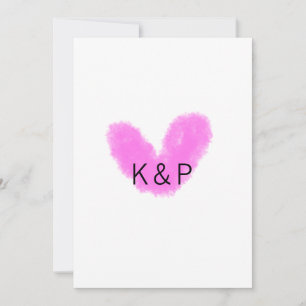 Pink heart wedding couple name letter monogram rom invitation