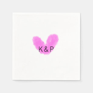 Pink heart wedding couple name letter monogram rom napkin