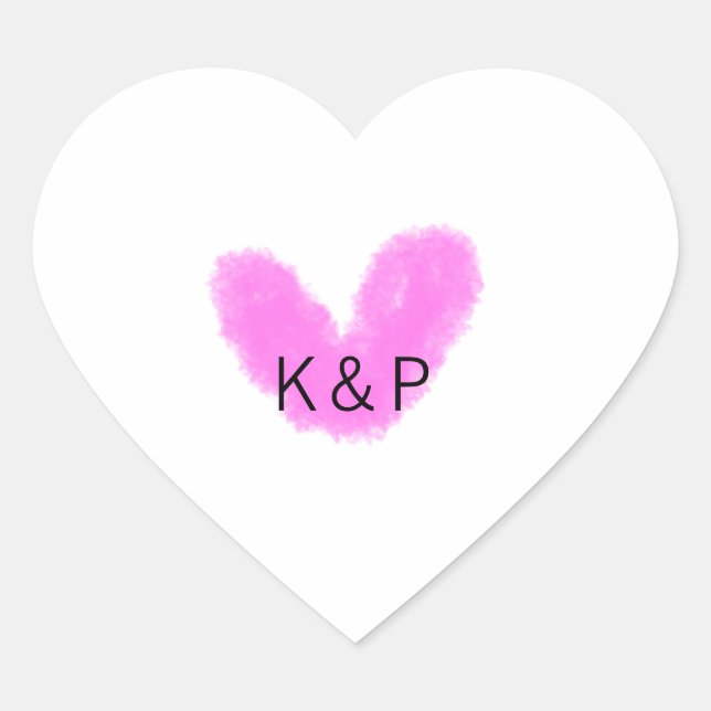 Pink heart wedding couple name letter monogram rom sticker (Front)