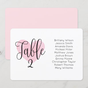 Pink heart wedding seating chart. Landscape plan Invitation
