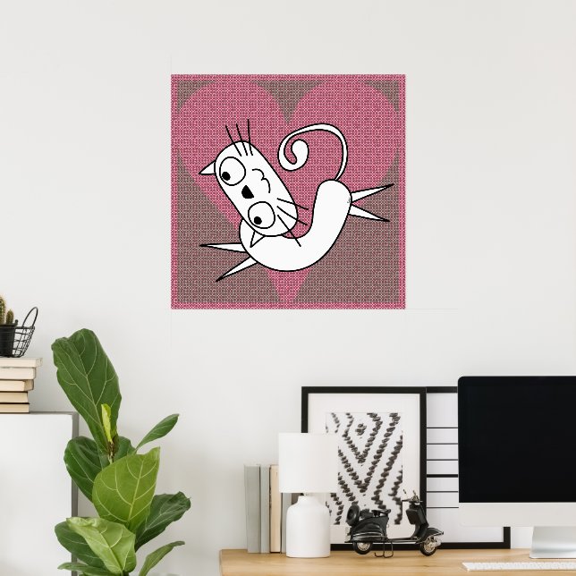 Pink Heart White Kitty Print (Home Office)