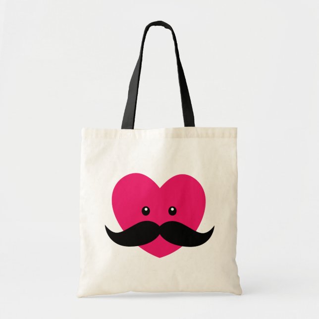 Pink heart with a moustache bags (Front)