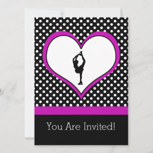 Pink Heart with Classy Polka-Dots Figure Skating Invitation