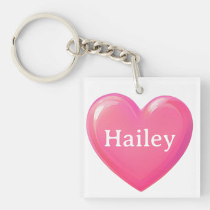 Pink Heart with Name Key Ring