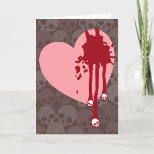 Pink Heart with Skull Drips Holiday Card