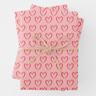 Pink Heart Wrapping Paper Set