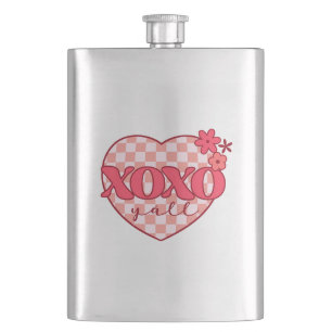 Pink Heart Xoxo Hugs and Kisses Hip Flask