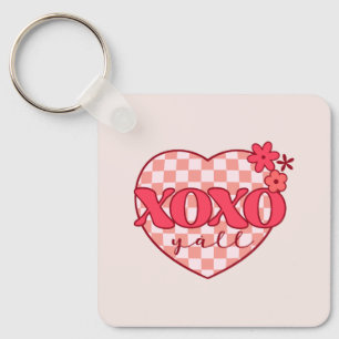 Pink Heart Xoxo Hugs and Kisses Key Ring