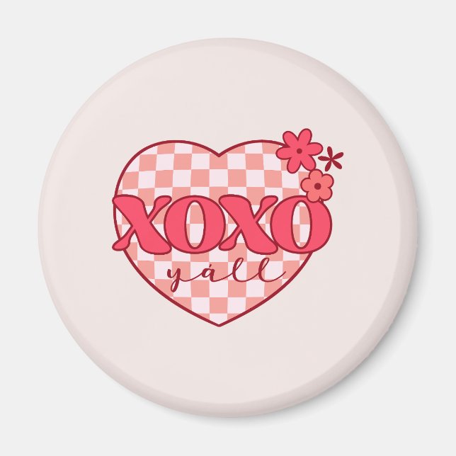 Pink Heart Xoxo Hugs and Kisses Magnet (Front)