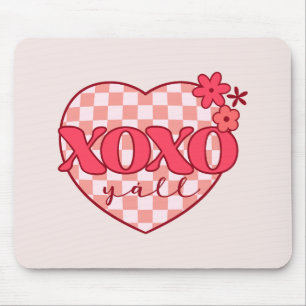 Pink Heart Xoxo Hugs and Kisses Mouse Mat