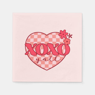 Pink Heart Xoxo Hugs and Kisses Napkin