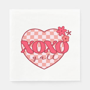 Pink Heart Xoxo Hugs and Kisses Napkin