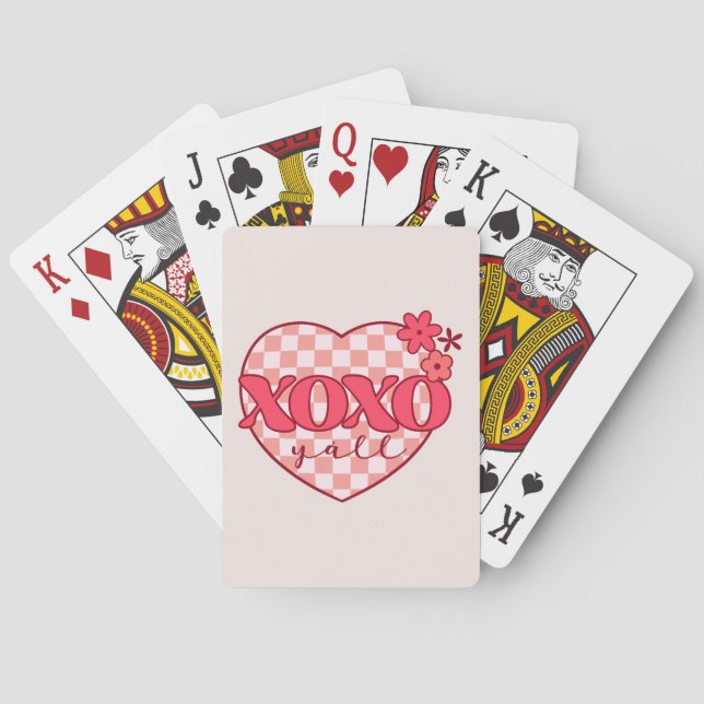Pink Heart Xoxo Hugs and Kisses Playing Cards (Back)